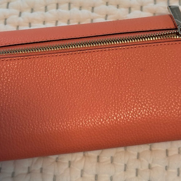 Orange Leather Tote Bag With Matching Wallet - Picture 7 of 7